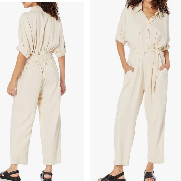 BLANK NYC Linen Jumpsuit with Belt, Comfortable and Elegant Trous - Picture 1 of 11